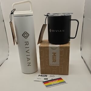 Rivian White and Black Travel Mug Set